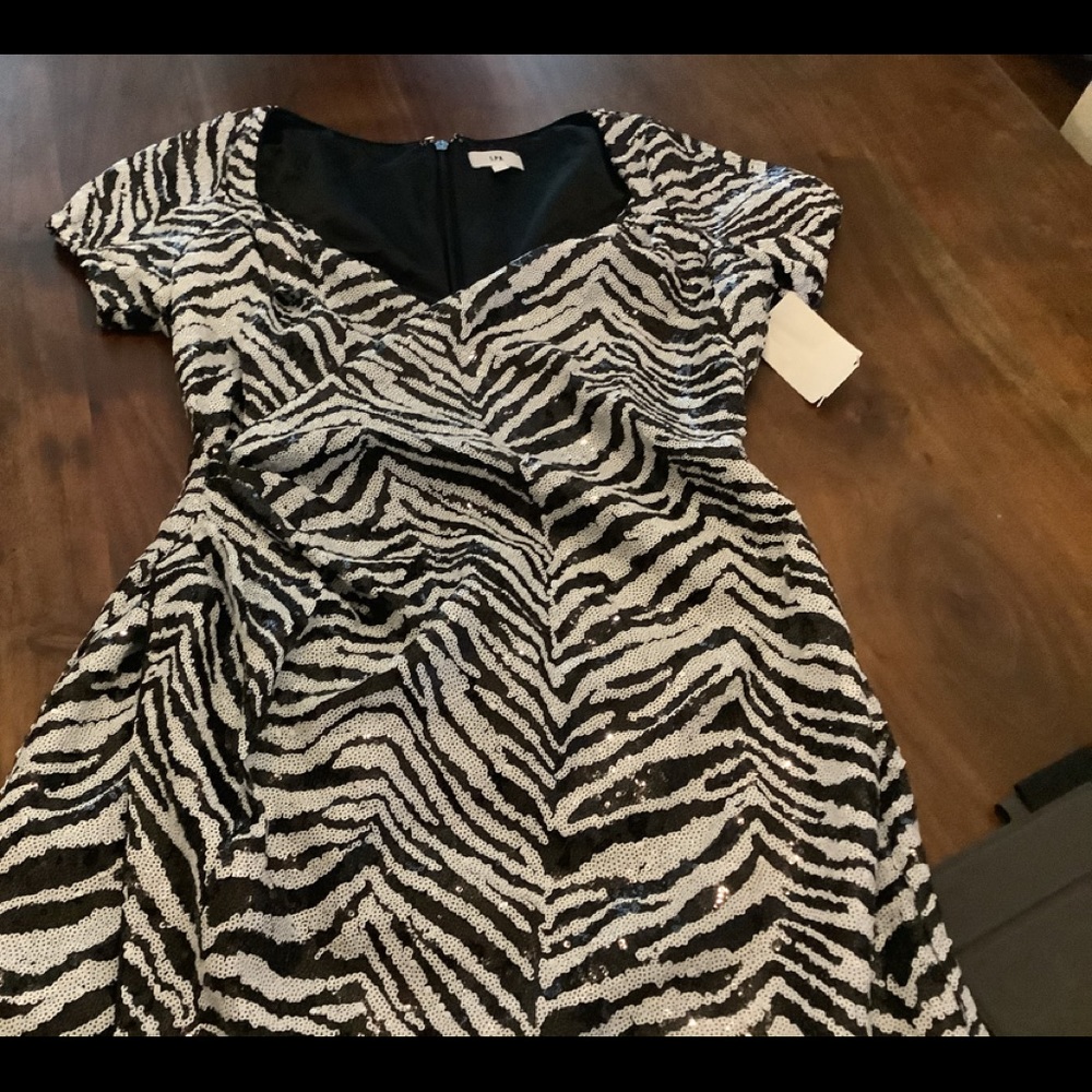 LPA zebra print sequin dress size M